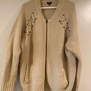 Torrid tan bomber sweater cardigan size 3